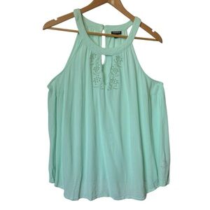 Torrid Womens Mint Green Sleeveless Embroidered Tank Top LARGE
